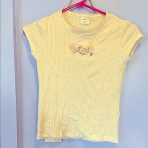 Cream Ribbed Women Top with Floral Embroidery